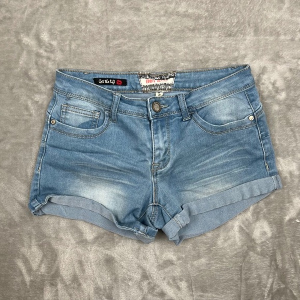 Hot Kiss Denim Jean Shorts Cuffed Light Wash‎ Women Size 5